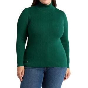 Lauren Ralph Lauren Women's Ribbed Turtleneck Sweater in Deep Emerald Green